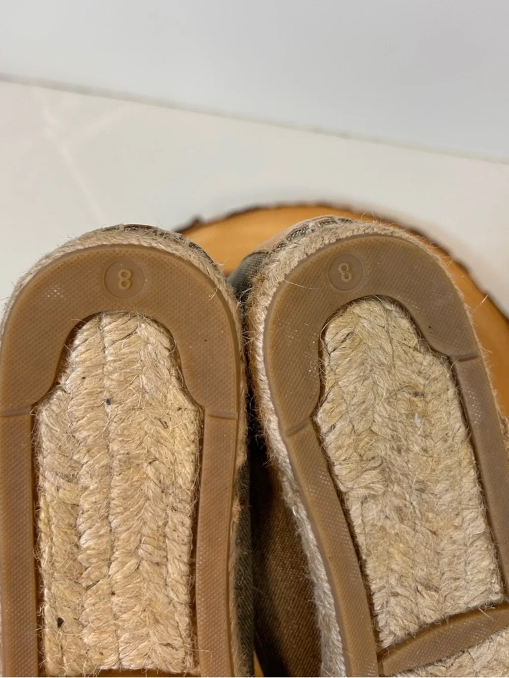 Franco Sarto Olive-Taupe Espadrille Slip-On Flats Woven Jute Sole Women’s‎ 8